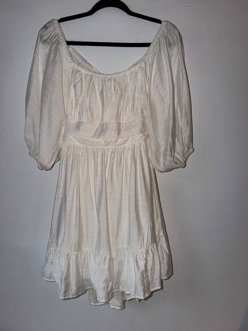 NWT White Milk Maid Puff Sleeve Cottagecore Prairie Dress Romantic Peasant Med